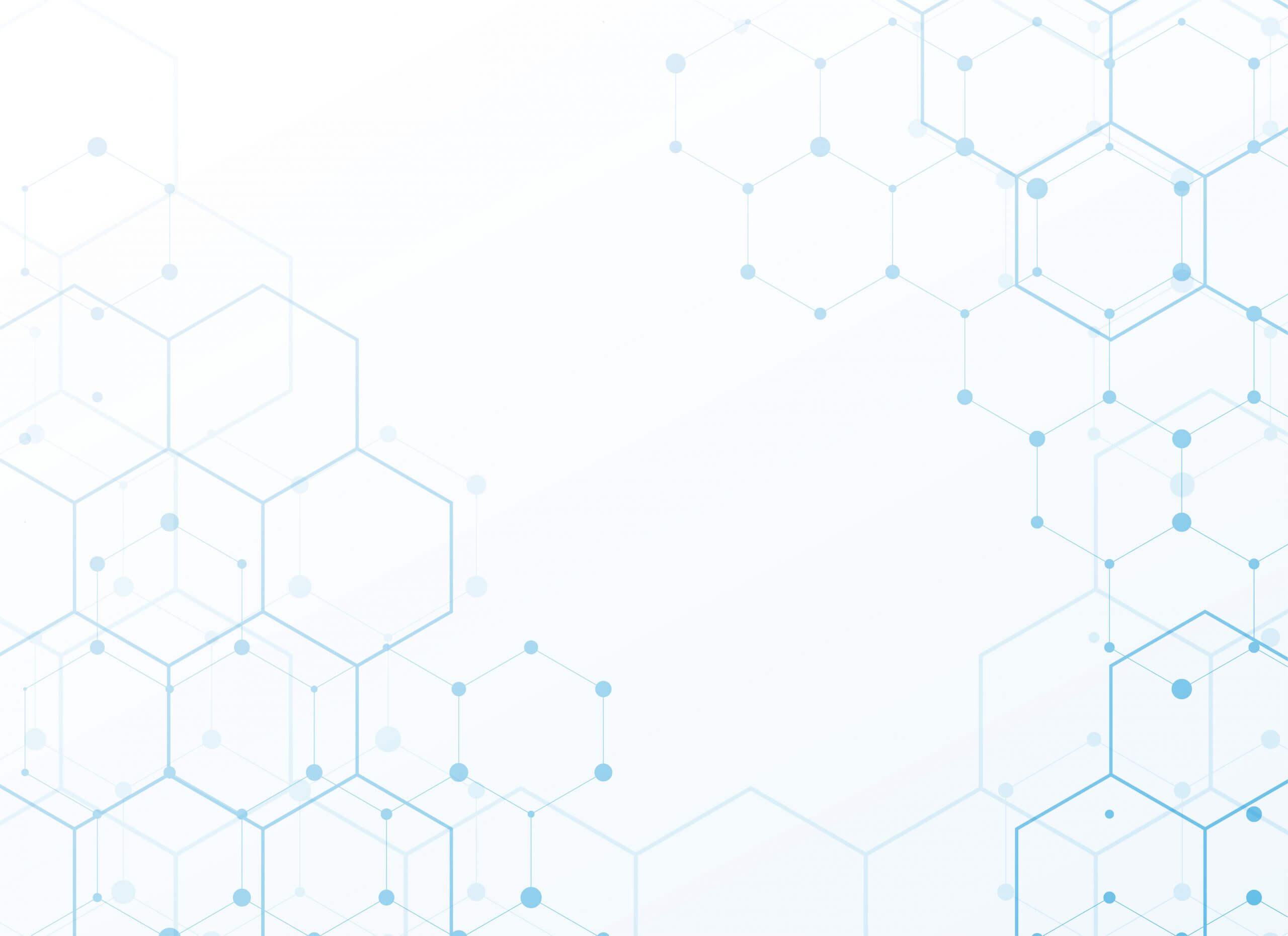 white background with blue tech hexagonal pattern design